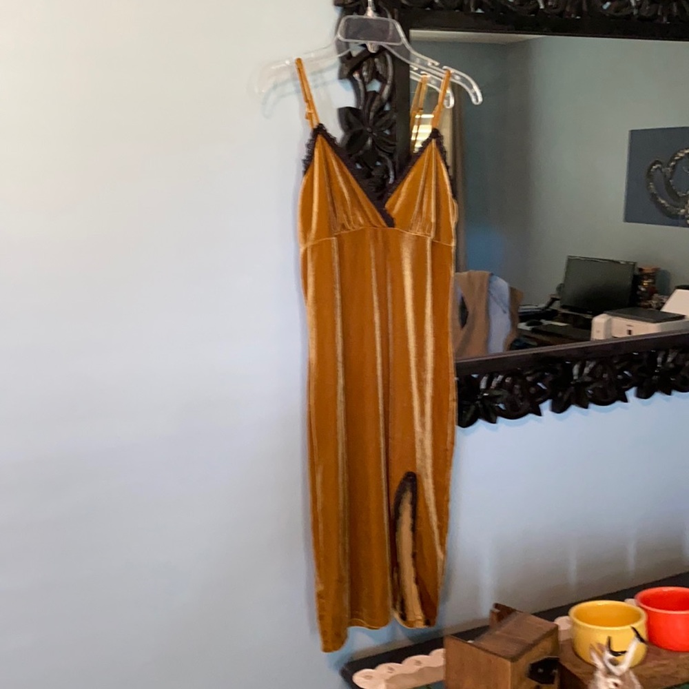 Mustard color lace velvet